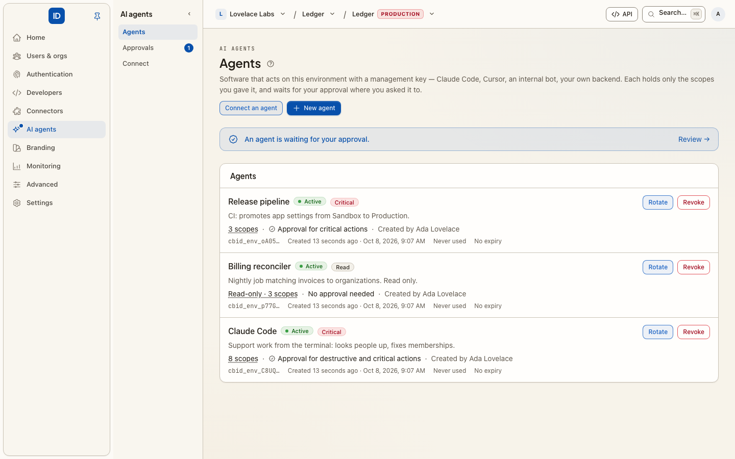 AI agents, Agents, in an environment console