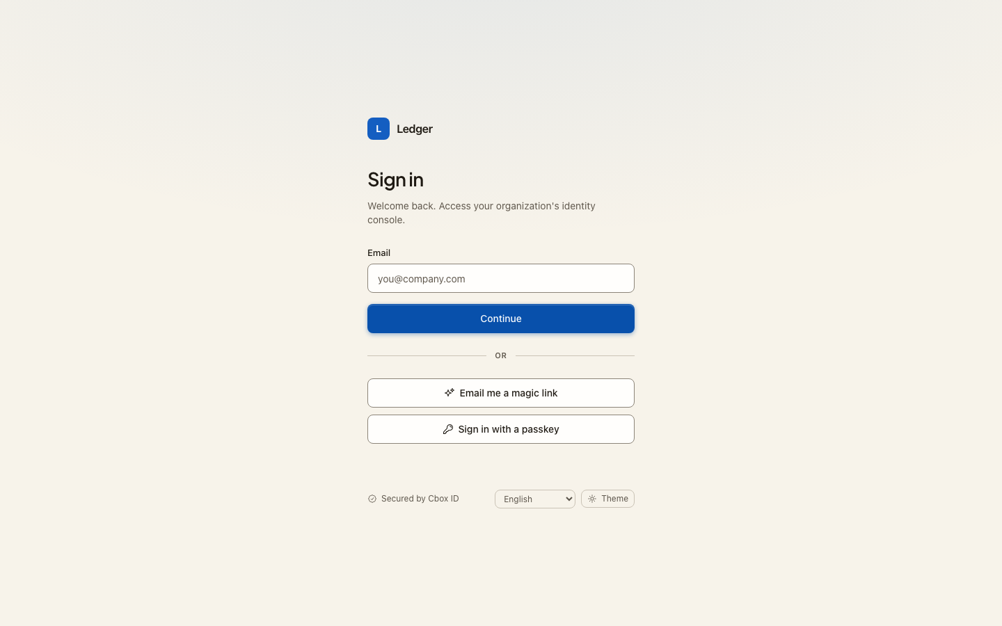 Login screen